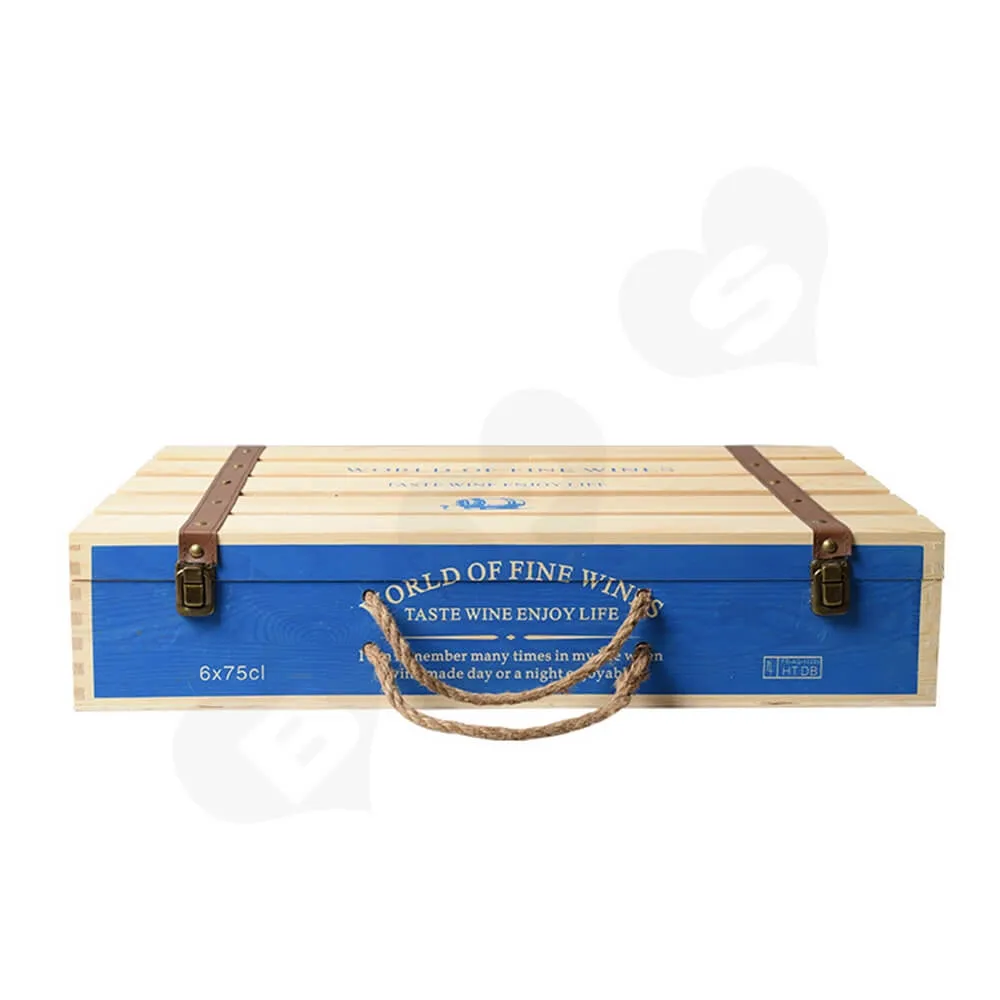 Customizable Six Pack Wine Box With Timber Divider Side View One