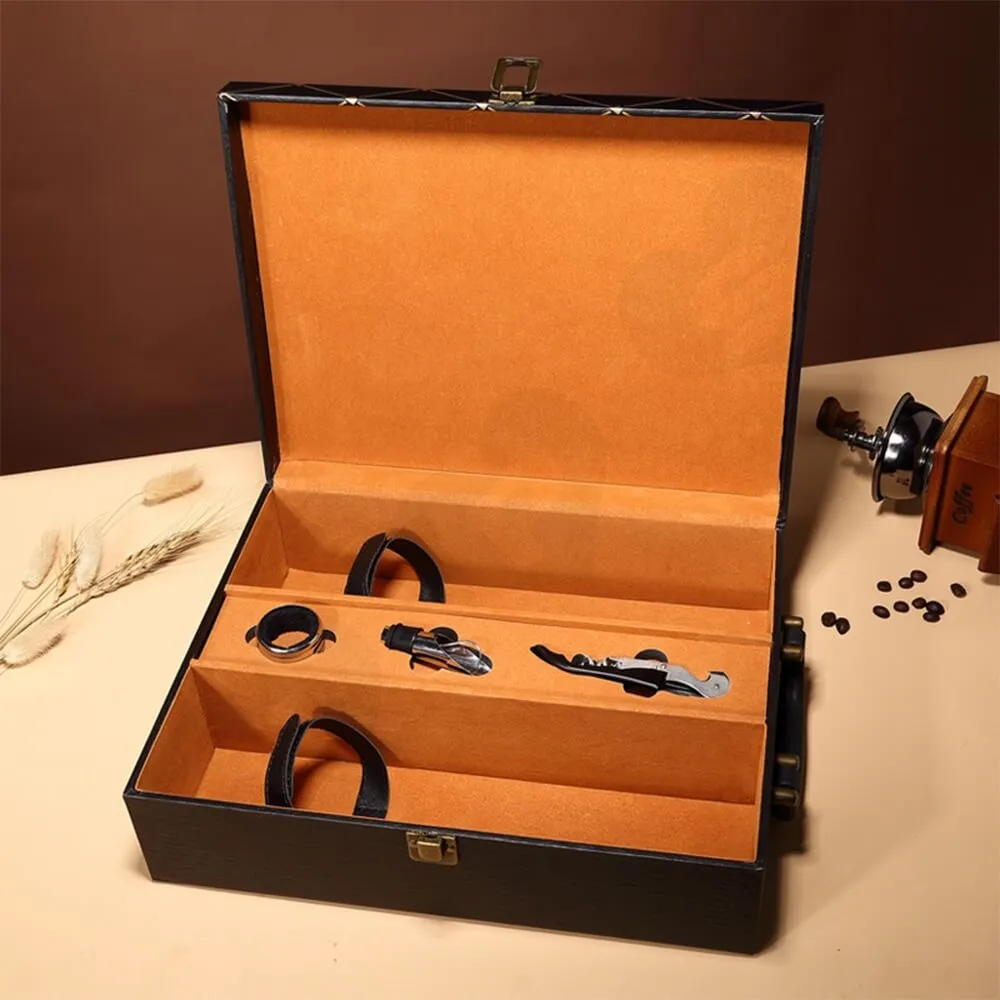 Diamond Pattern Two Pack Wine Box Side View Five