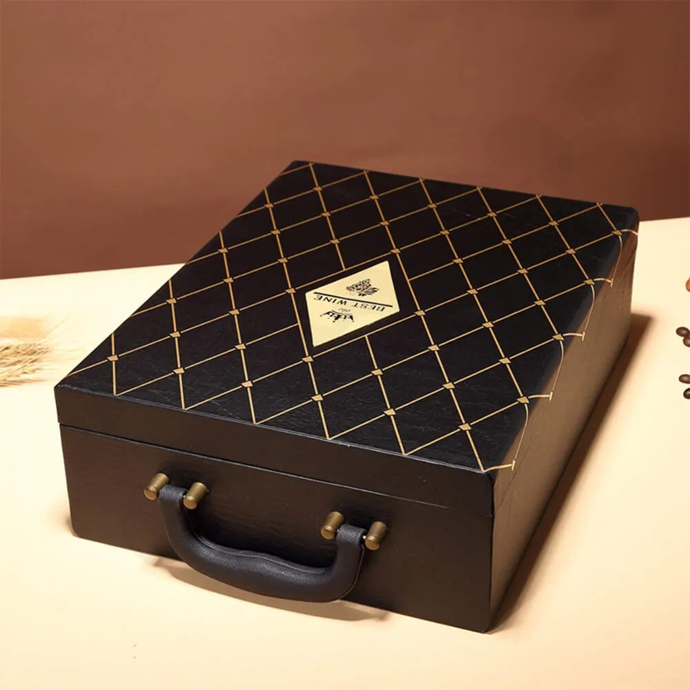 Diamond Pattern Two Pack Wine Box Side View Three