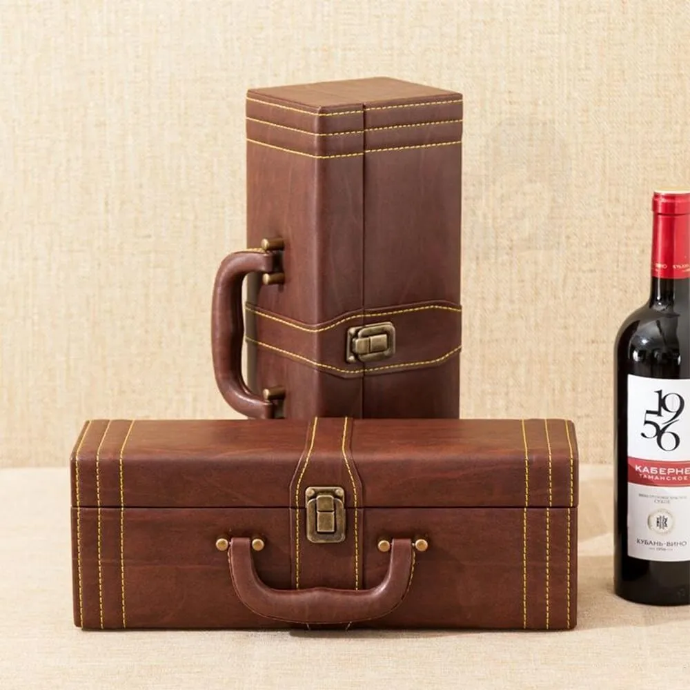 Durable PU Leather Wine Box Kit Side View Five