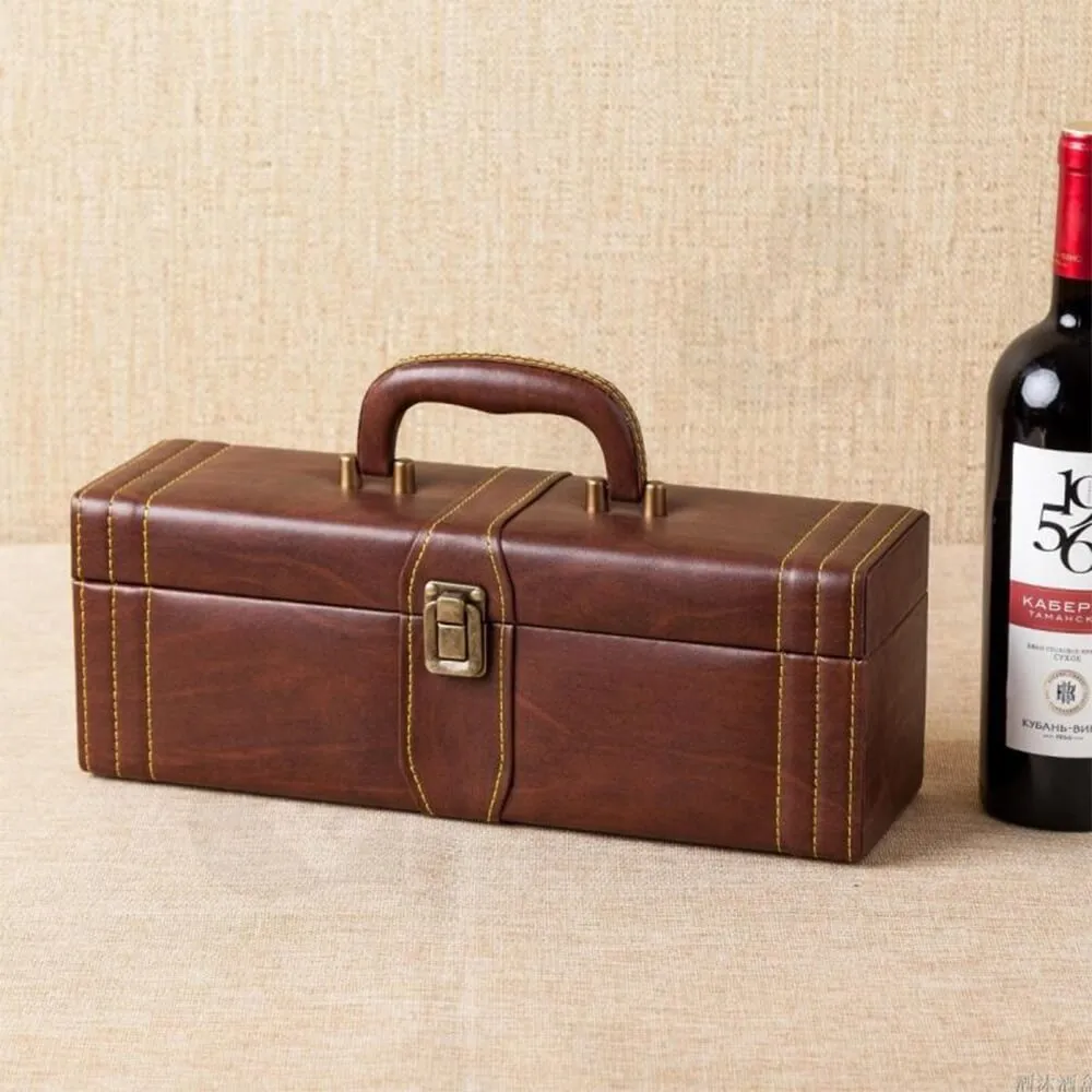 Durable PU Leather Wine Box Kit Side View Four