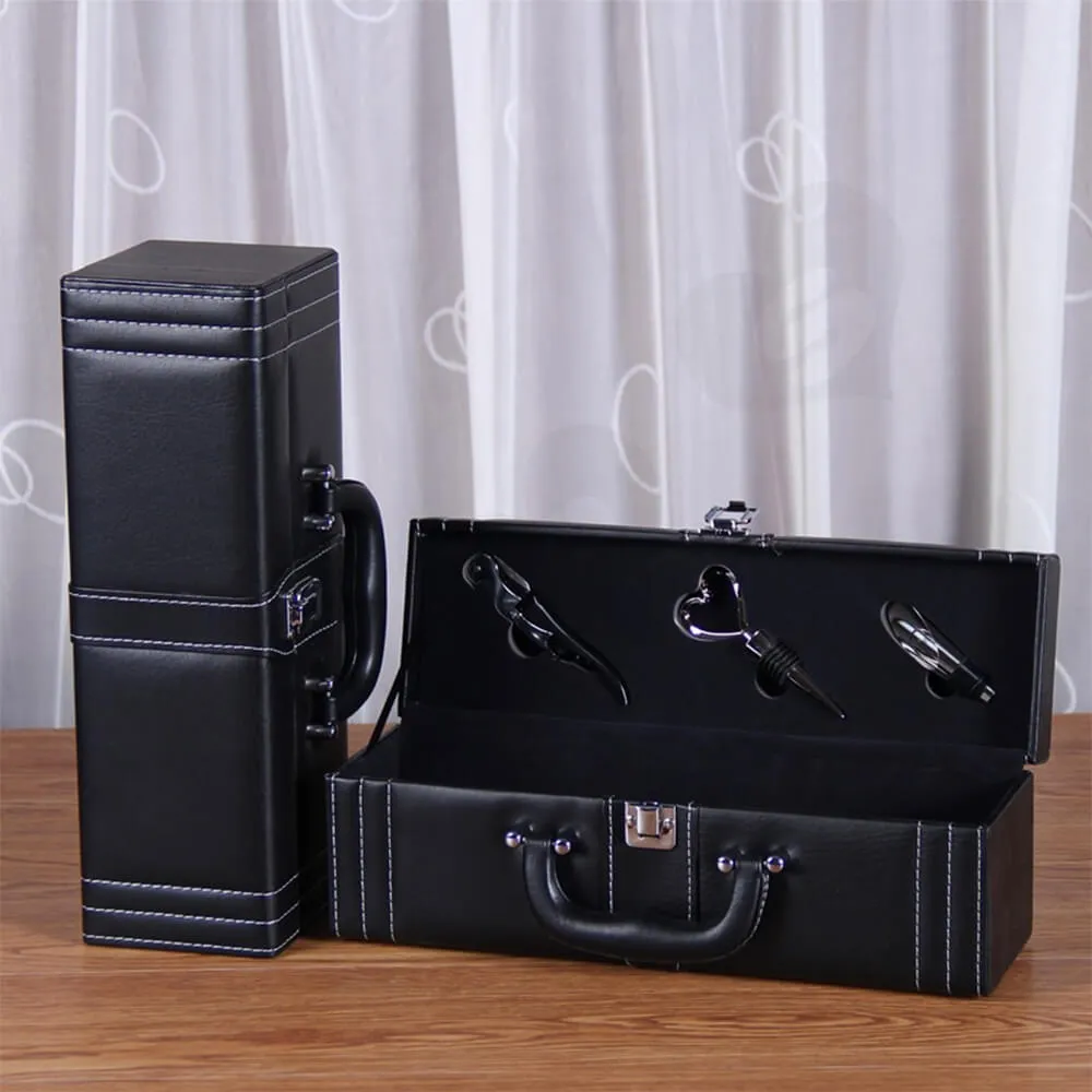 Durable PU Leather Wine Box Kit Side View Two