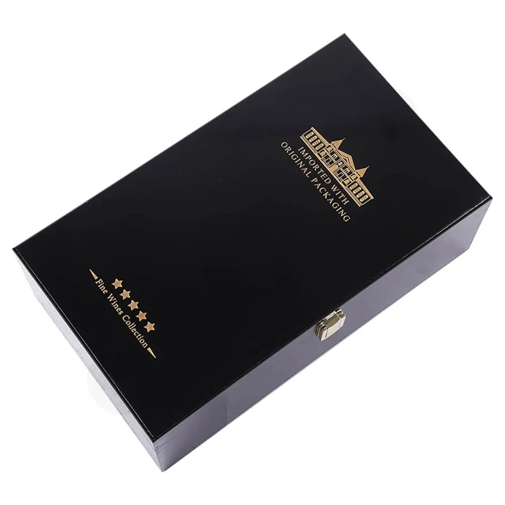 Gold Foil Stamped Wine Box Kit With Handle Side View Four