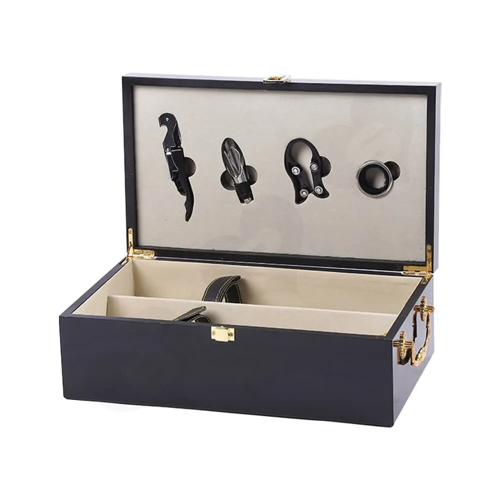 Gold Foil Stamped Wine Box Kit With Handle Side View Three