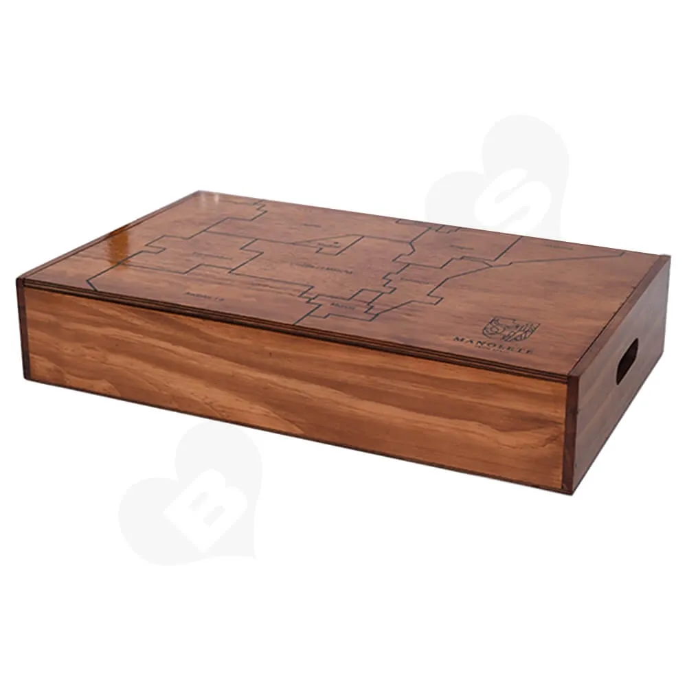 Lift Off Lid Six Pack Wine Bottle Box Laser Printed Side View Three
