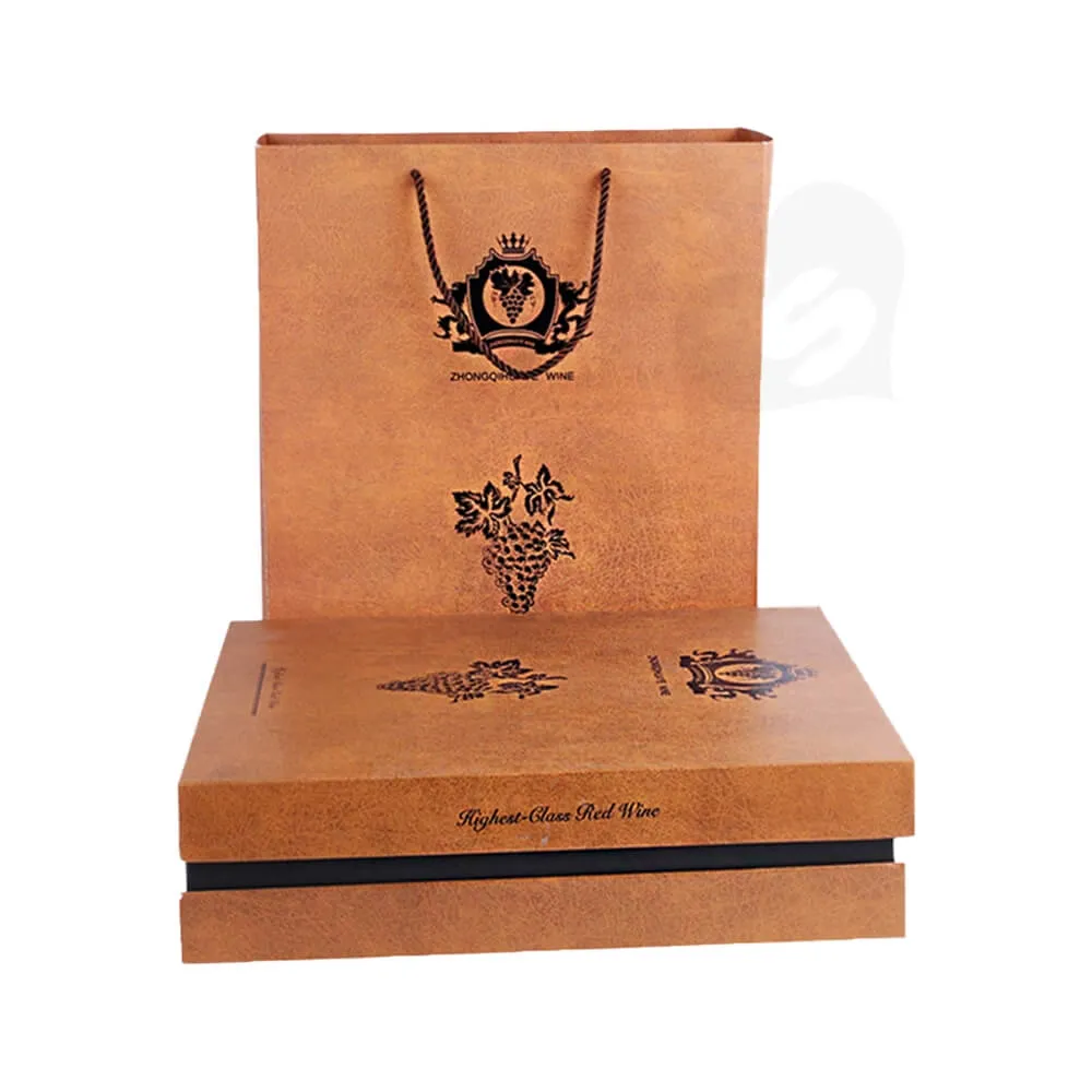 Specialty Pattern Texture Wine Box With Insert Linen Side View Four