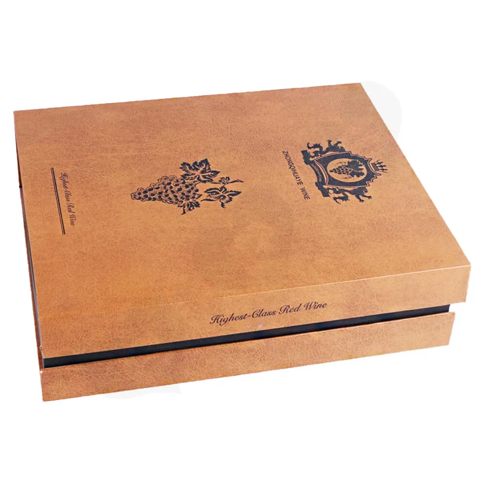 Specialty Pattern Texture Wine Box With Insert Linen Side View One