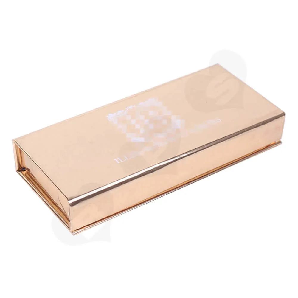 Branded Metallic Gift Box For Eyelash Packaging Side View One