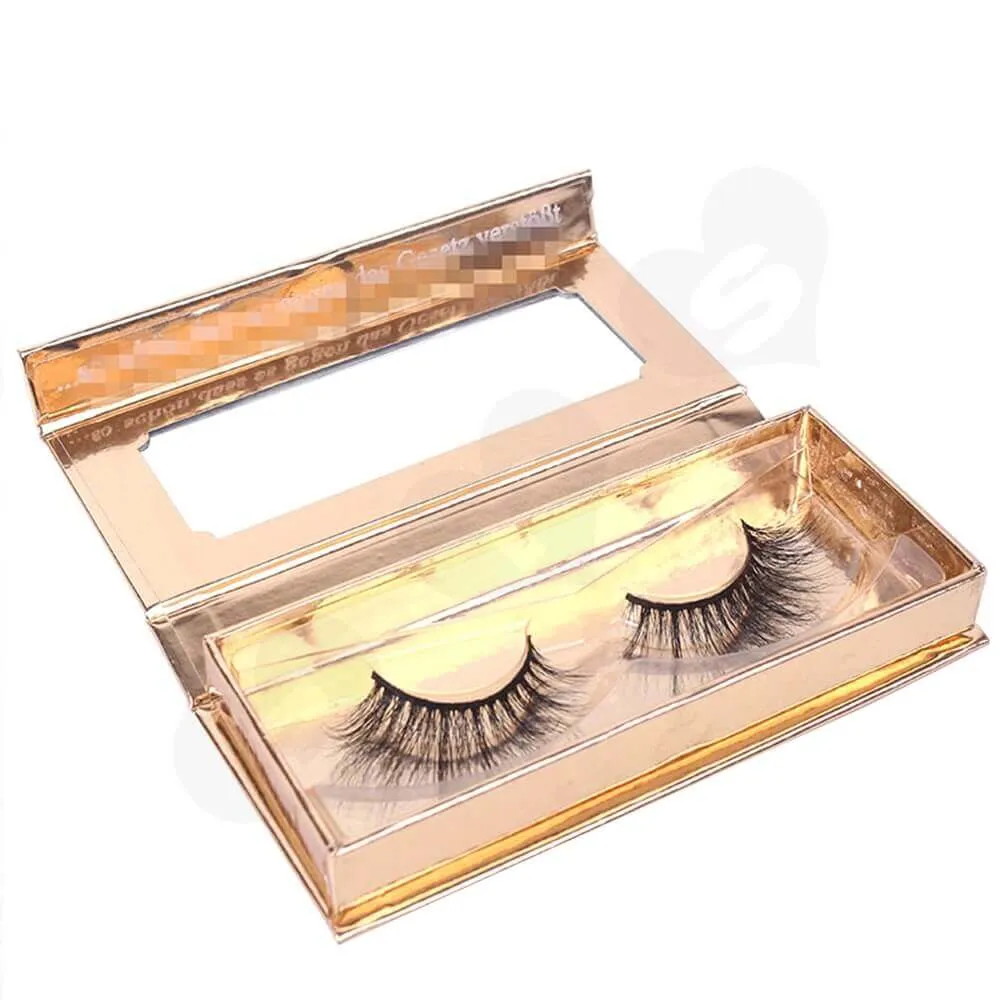 Branded Metallic Gift Box For Eyelash Packaging Side View Three