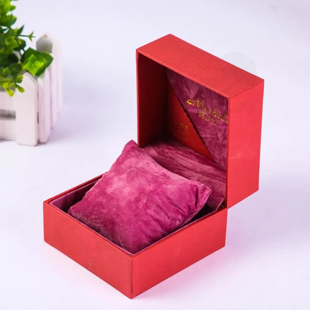 Cardboard Leather Box With Texture For Women Watch Side View Four