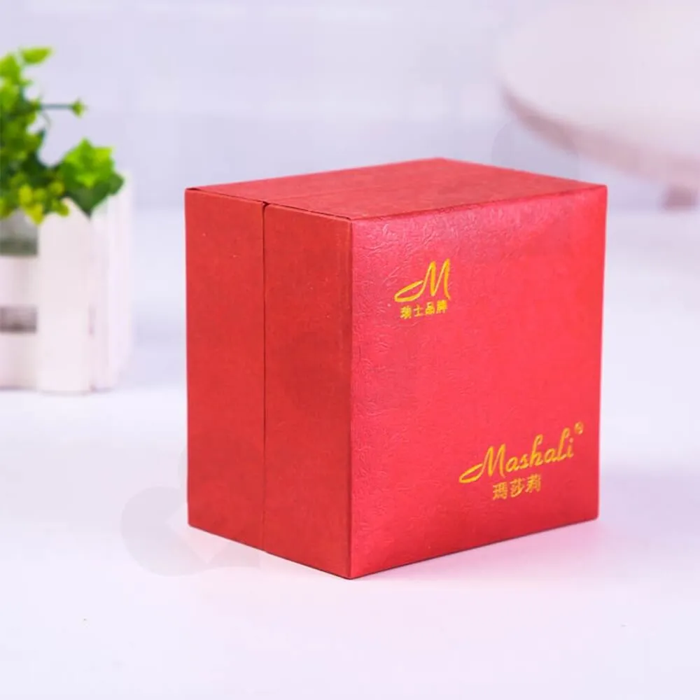 Cardboard Leather Box With Texture For Women Watch Side View Two