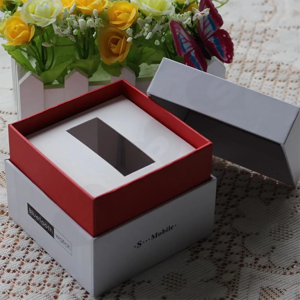 Cardboard Rigid Shoulder Box For Bluetooth Watch Side View Four