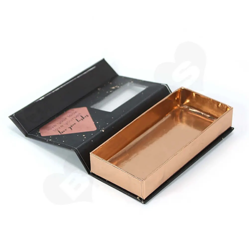 Custom Printed Cardboard Clamshell Style Eyelash Box Side View Five