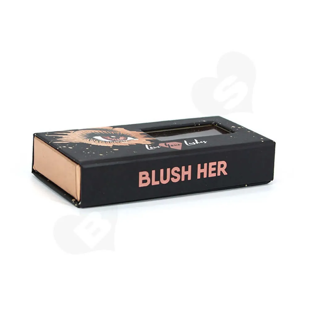 Custom Printed Cardboard Clamshell Style Eyelash Box Side View Four