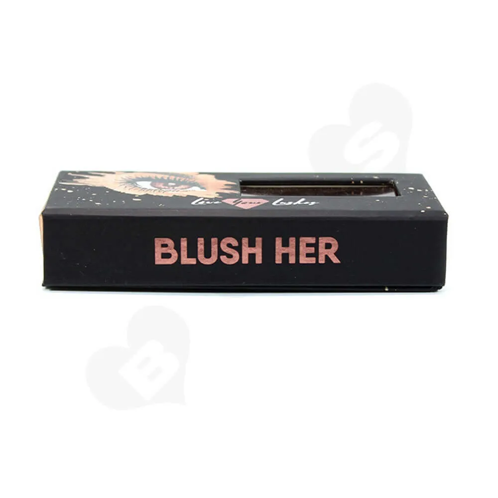 Custom Printed Cardboard Clamshell Style Eyelash Box Side View Two
