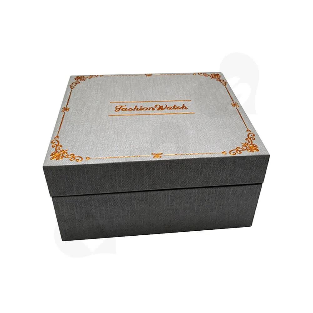 Custom Specialty Paper Box With Foil Stamping For Watch Side View One