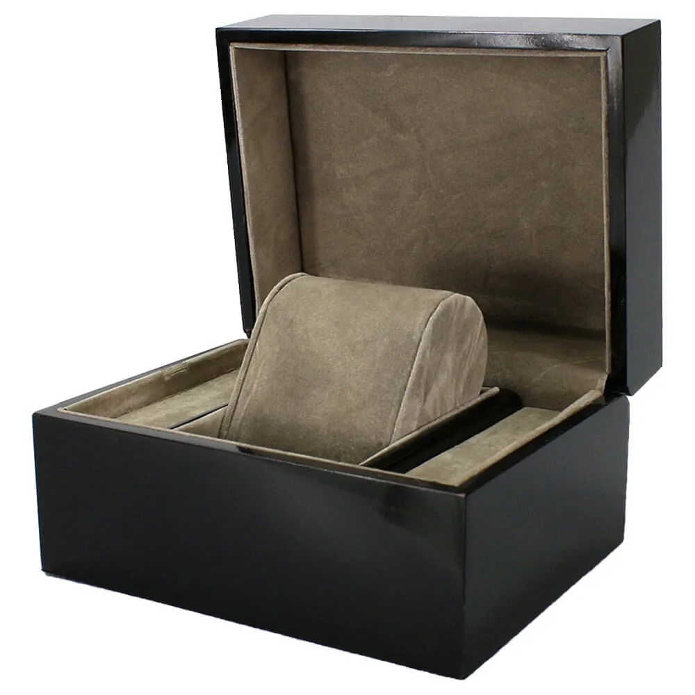 Customizable Black Painted Wooden Watch Box Side View One