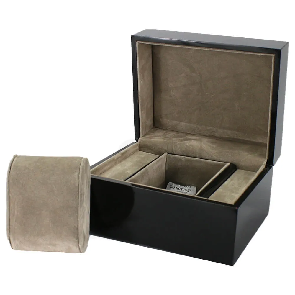 Customizable Black Painted Wooden Watch Box Side View Three