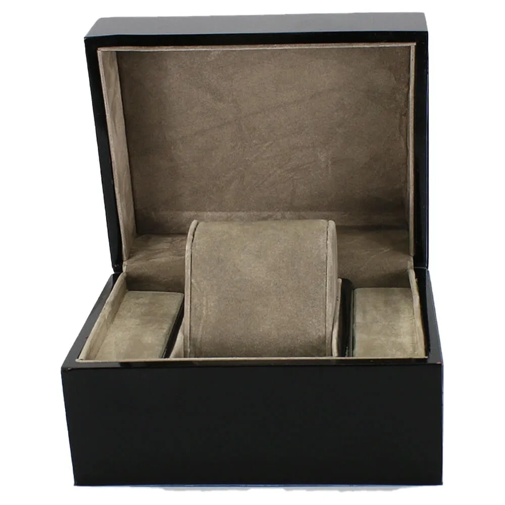 Customizable Black Painted Wooden Watch Box Side View Two