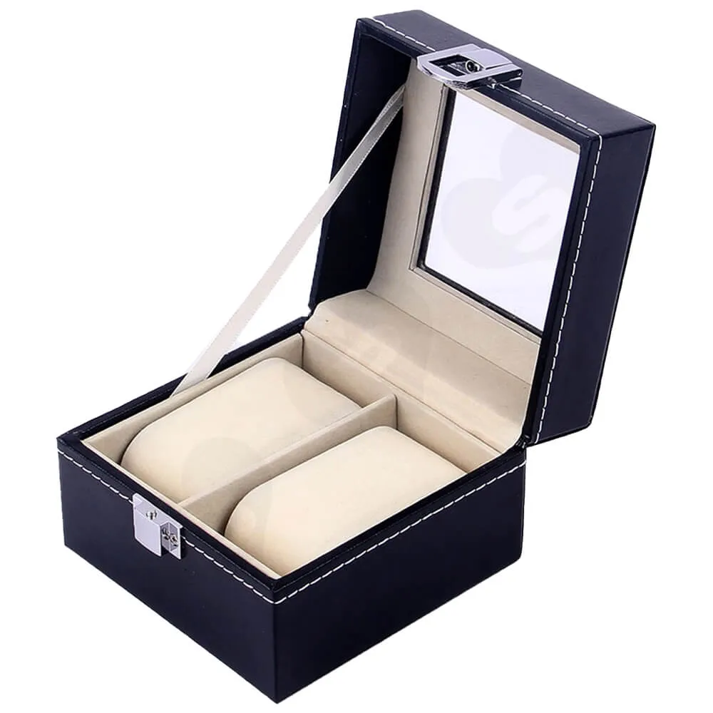 Customizable Leather Box For Watch With Inserts Side View One