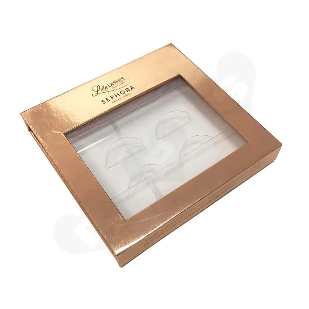 Gold Metallic Gift Box For Eyelashes Side View Five