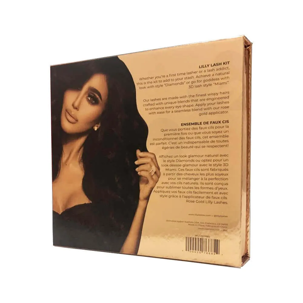 Gold Metallic Gift Box For Eyelashes Side View Four
