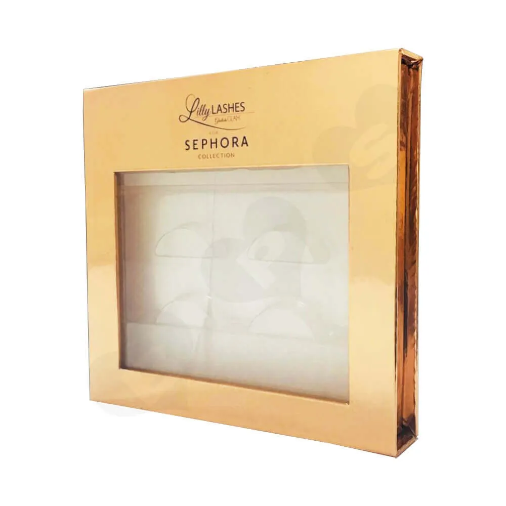 Gold Metallic Gift Box For Eyelashes Side View One