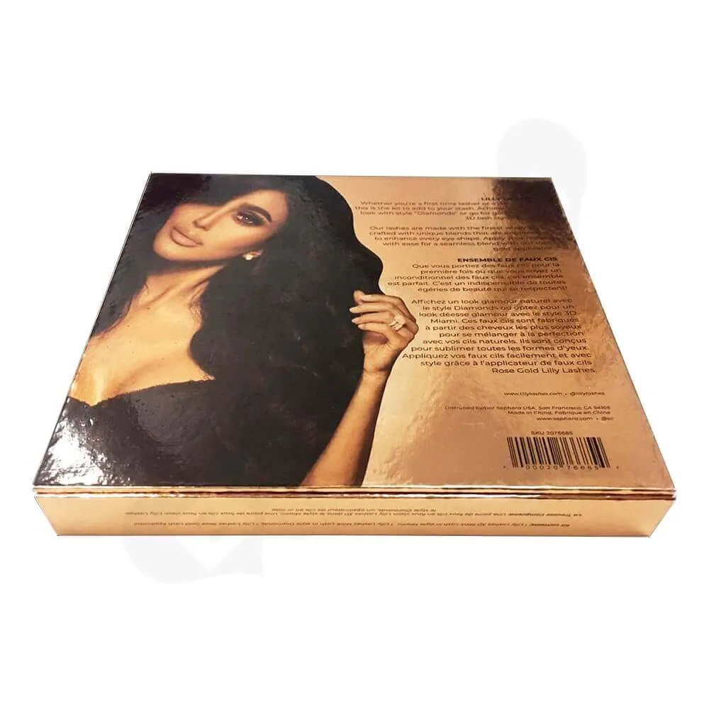 Gold Metallic Gift Box For Eyelashes Side View Three