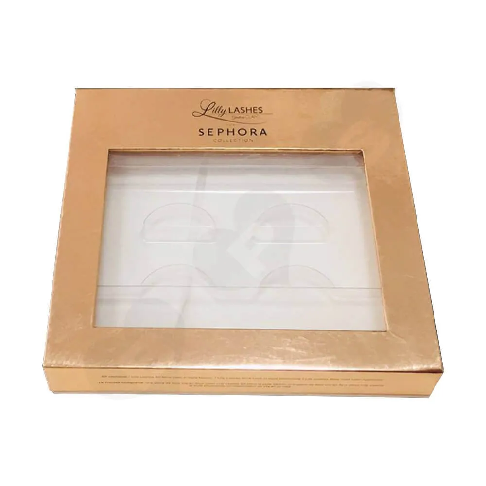 Gold Metallic Gift Box For Eyelashes Side View Two