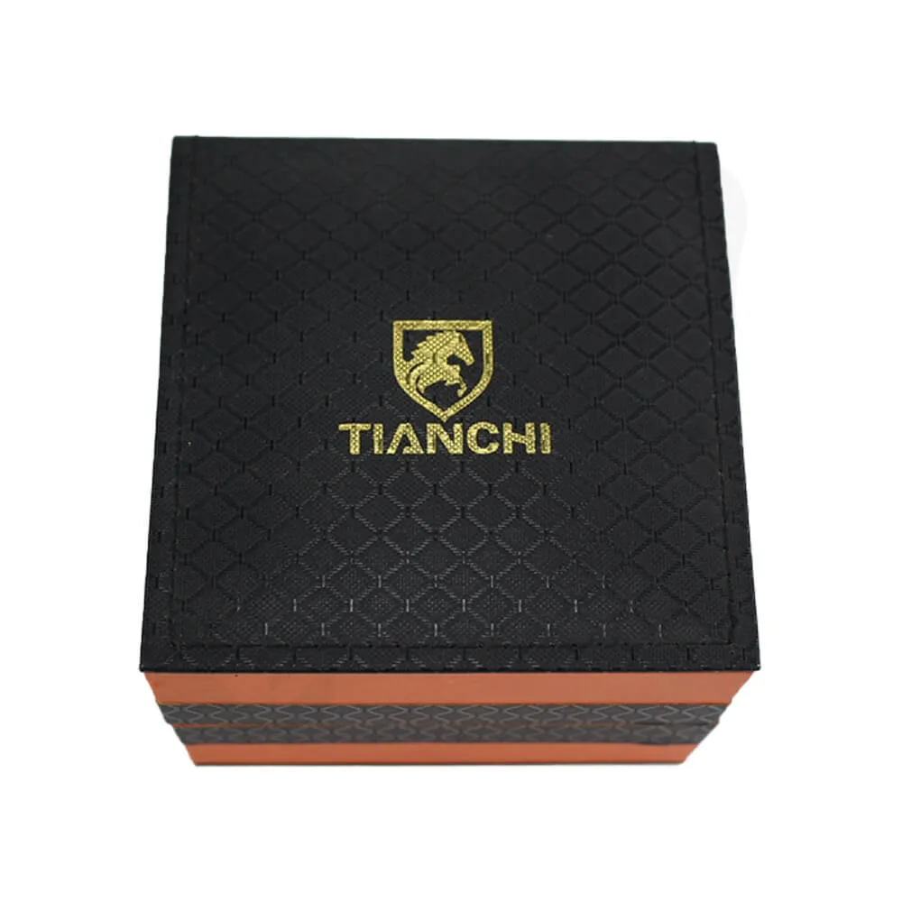 Hinged Lid Gift Box With Texture Pattern For Watch Side View Five