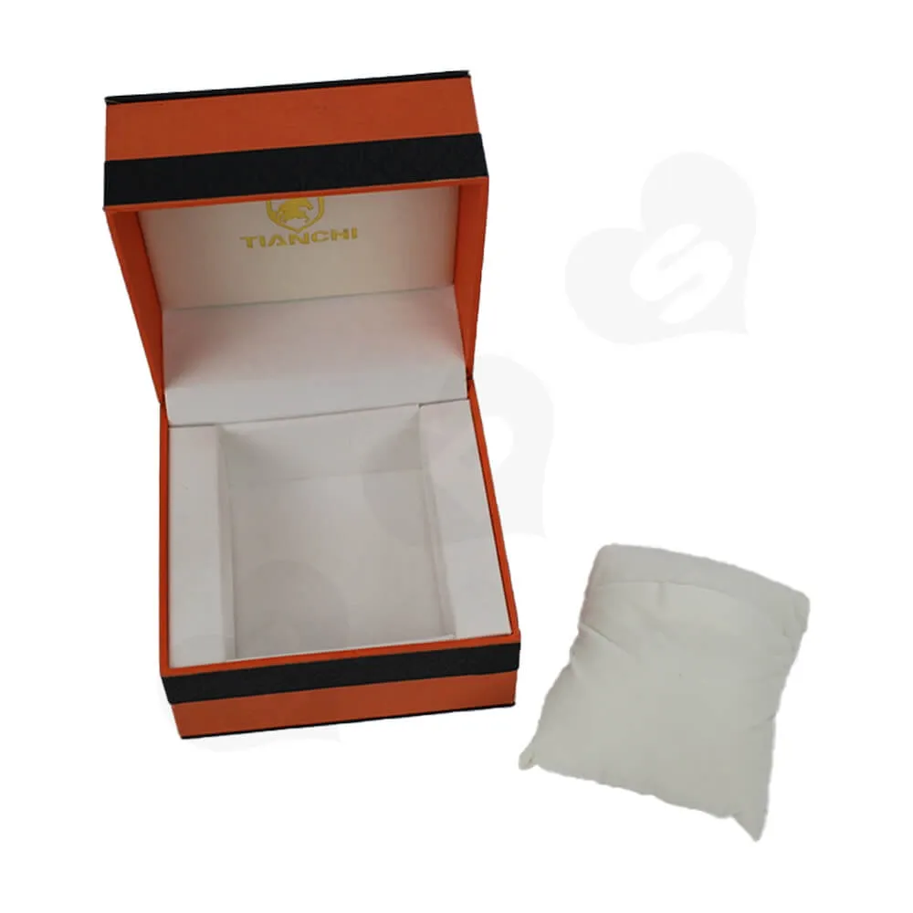 Hinged Lid Gift Box With Texture Pattern For Watch Side View Four