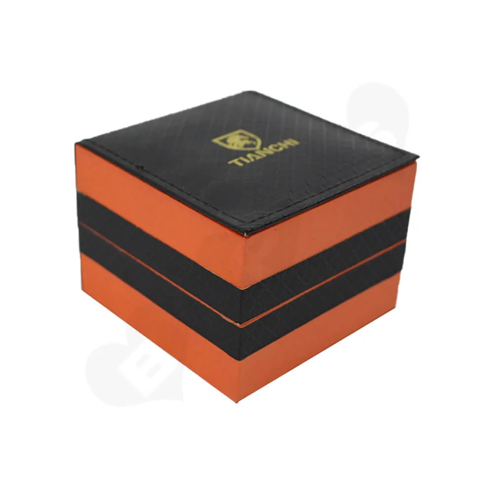 Hinged Lid Gift Box With Texture Pattern For Watch Side View One