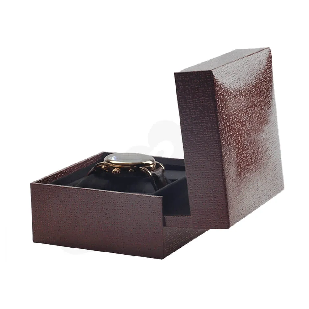 Red Faux Leather Box With Fabric Pillow Cushion For Watch Side View Four