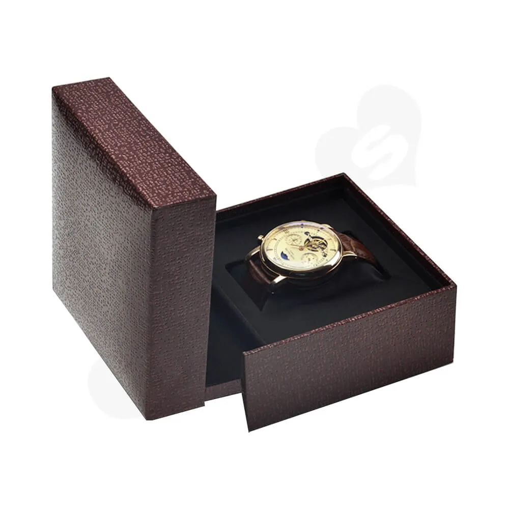 Red Faux Leather Box With Fabric Pillow Cushion For Watch Side View One