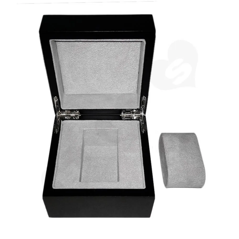 Reinforced Wooden Box For Watch With Fabric Insert Side View One