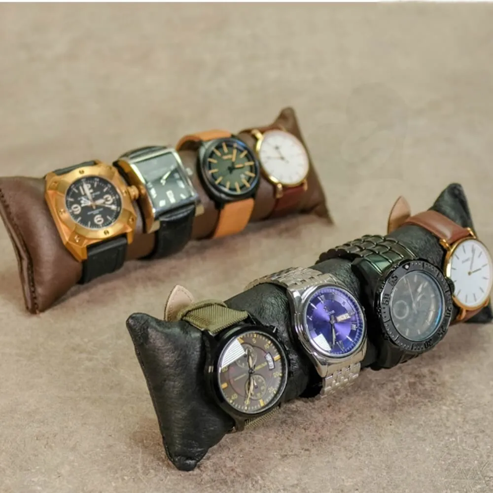 Round Leather Made Watch Organizer Box Side View Five