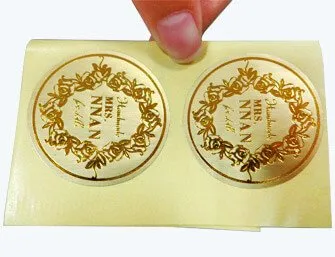 gold foil stamped adhesive stickers