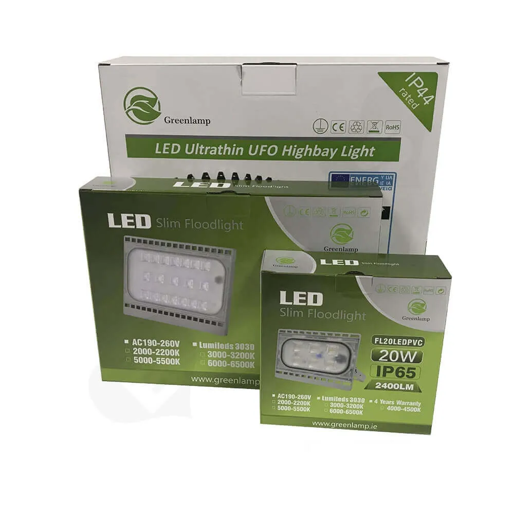 Custom Corrugated Box For Slim Flood Light Side View Four