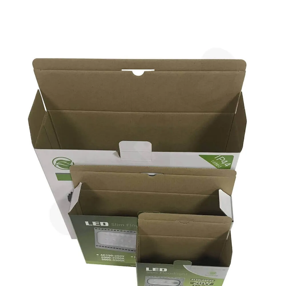 Custom Corrugated Box For Slim Flood Light Side View Three