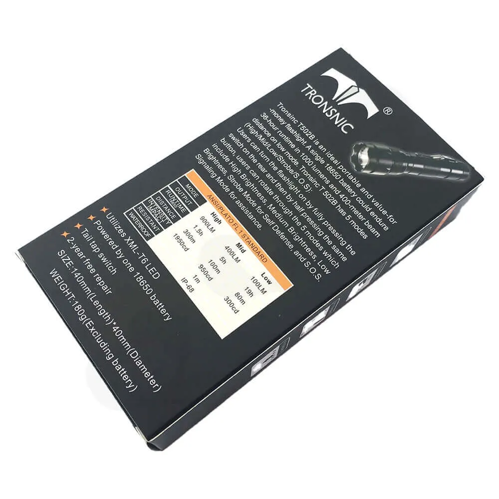 Custom Folding Box For Portable Flashlight Side View Three