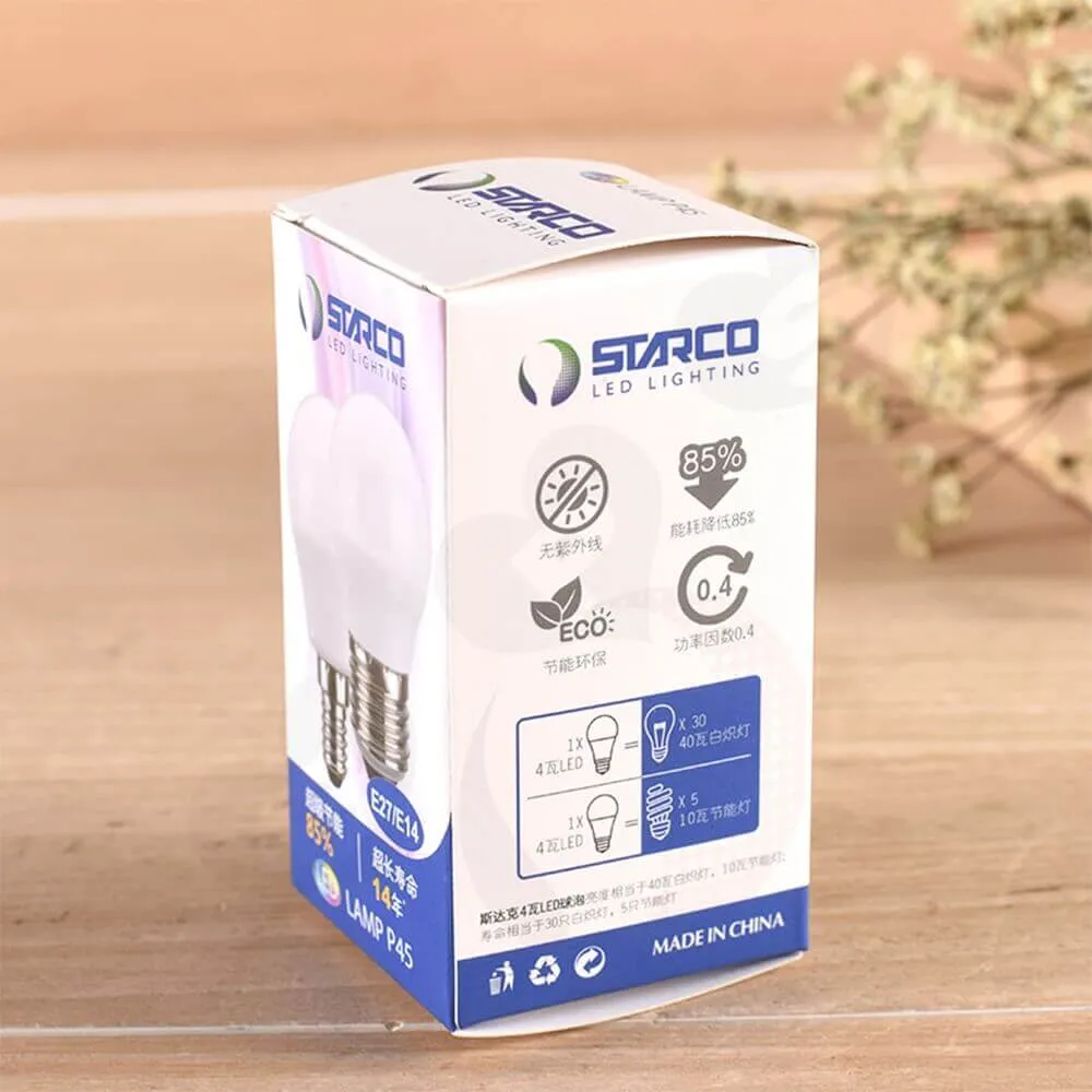Energy ECO LED Lighting Bulb Packaging Box Side View Two