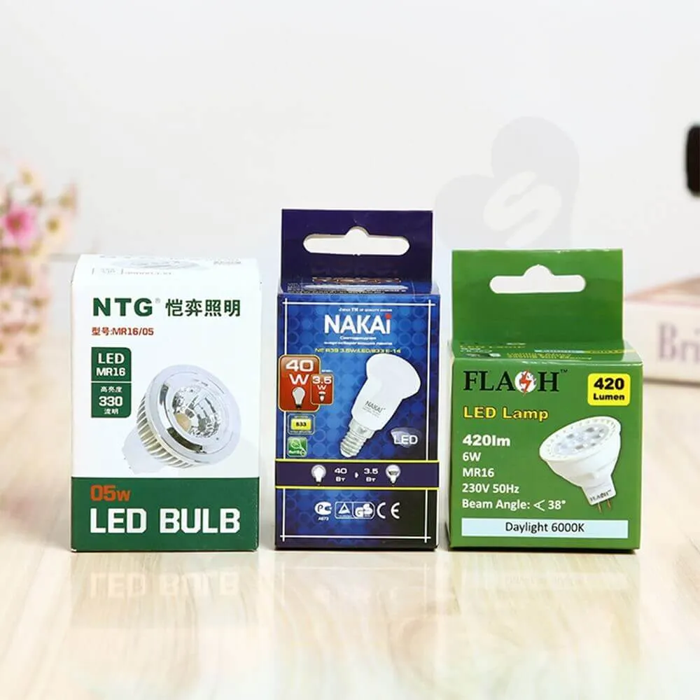 Folding Carton With Hanger For LED Lamp Side View One