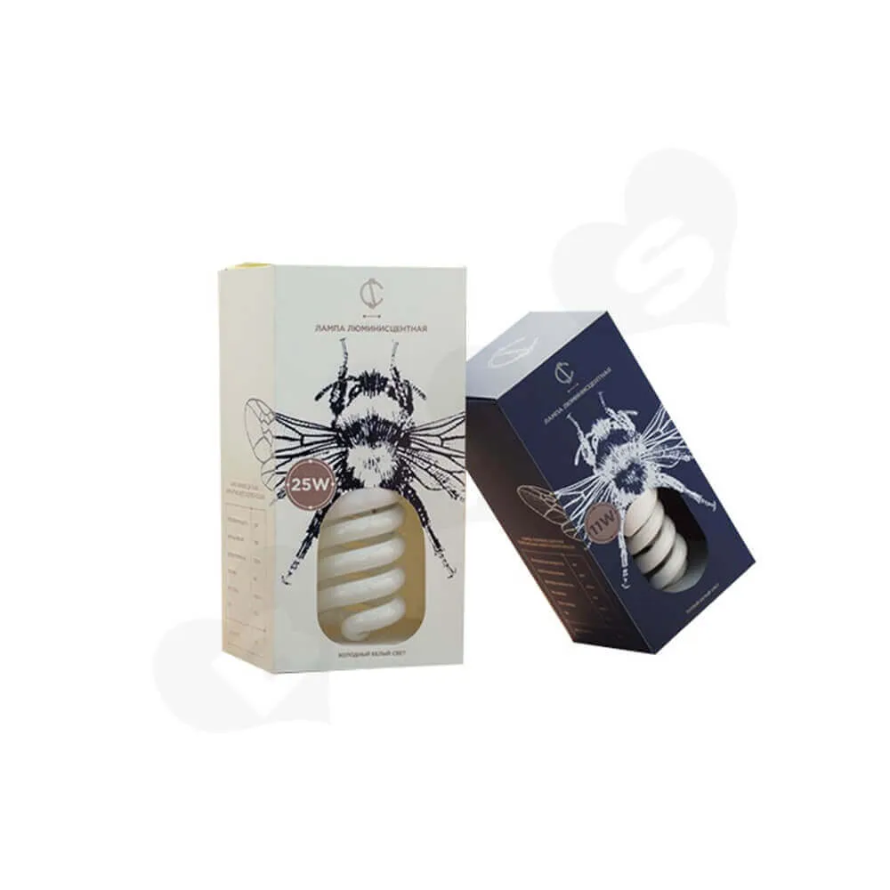 Small Printed Folding Carton For LED Light Bulb Side View One