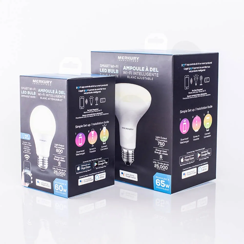 Smart WIFI LED Bulb Packaging Carton Boxes Side View Five