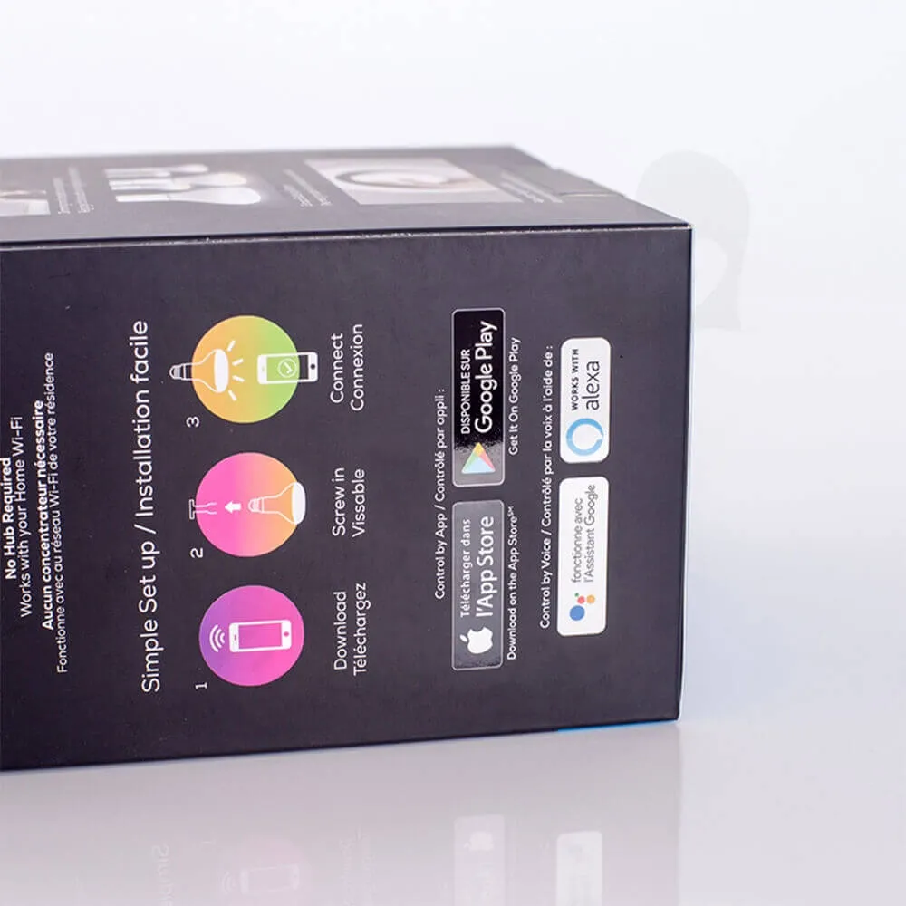 Smart WIFI LED Bulb Packaging Carton Boxes Side View Four