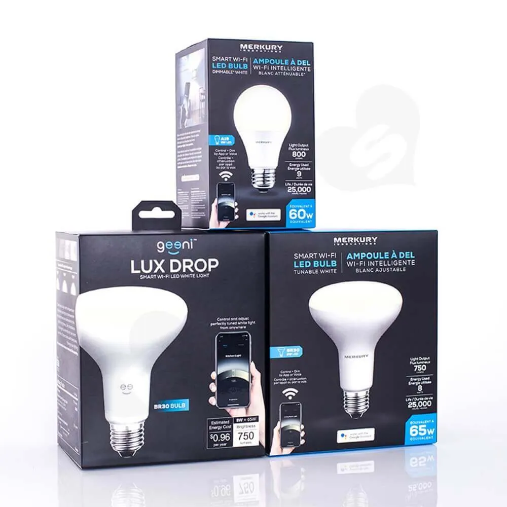 Smart WIFI LED Bulb Packaging Carton Boxes Side View Two