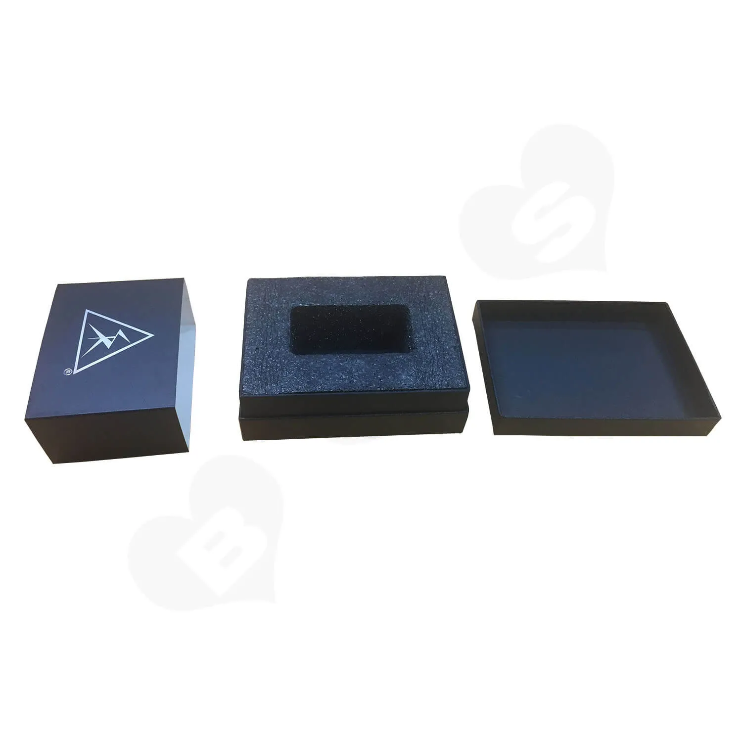 Black Texture Raphe Rigid Box With Paper Sleeve Side View 1
