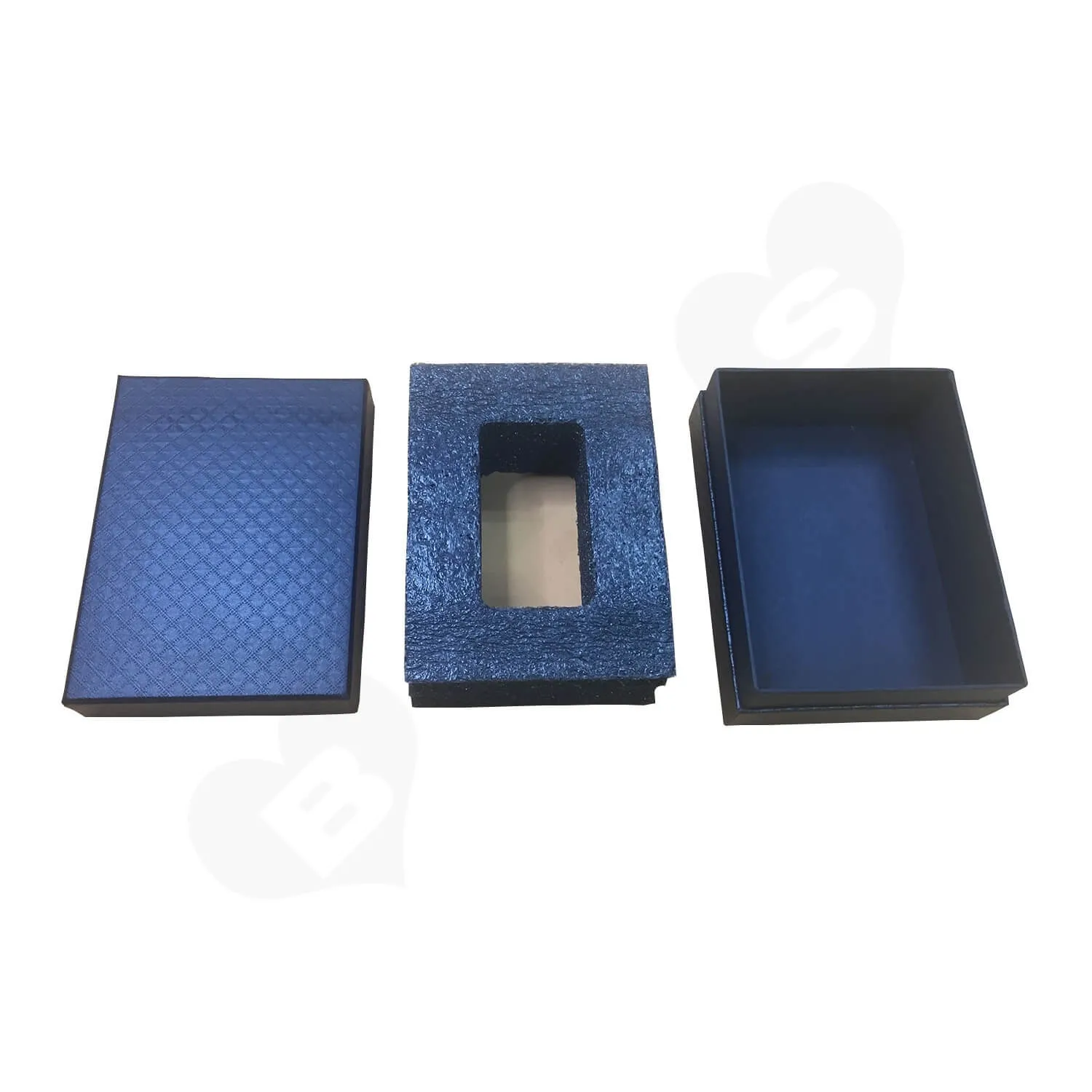 Black Texture Raphe Rigid Box With Paper Sleeve Side View 4