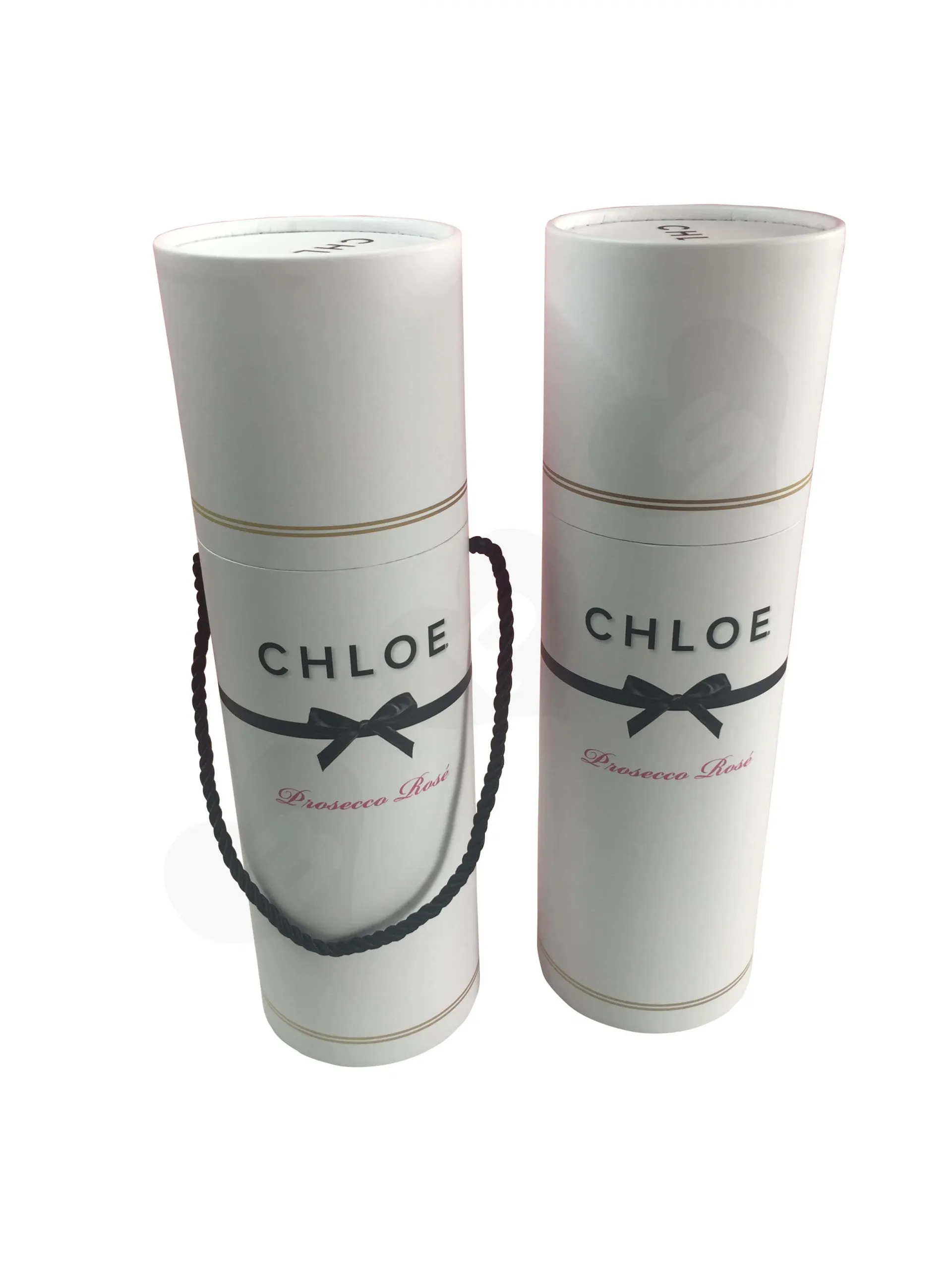 Custom Cylinder Wine Bottle Package With Rope Handle Side View 2