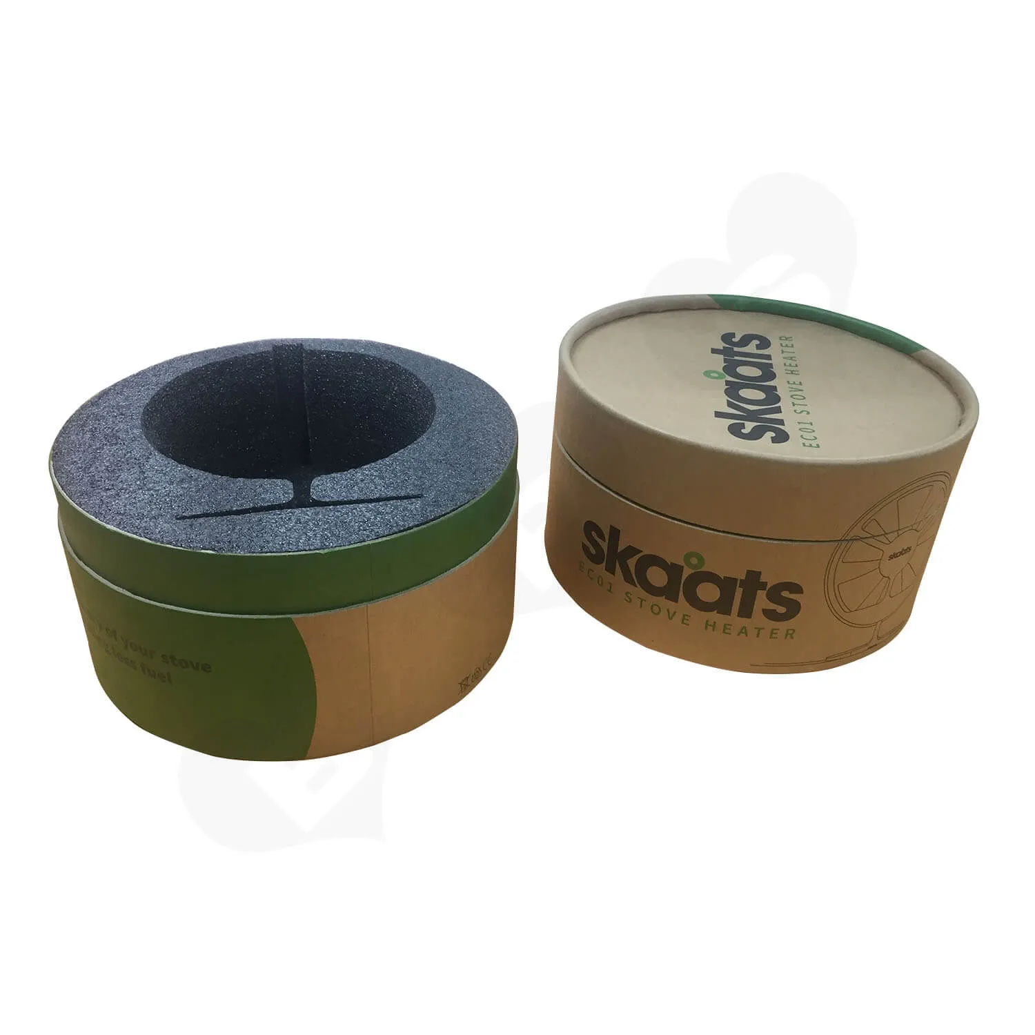 ECO Fan Custom Kraft Tube With Die Cut Foam Insert Side View 1